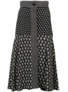 Proenza Schouler Block Print Flared Skirt - Black