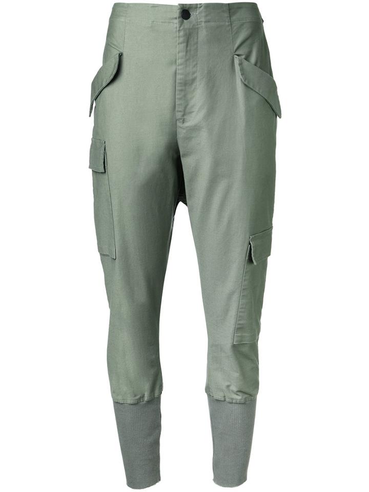 Bassike Ribbed Cuffed Trousers, Women's, Size: 6, Green, Cotton/polyurethane
