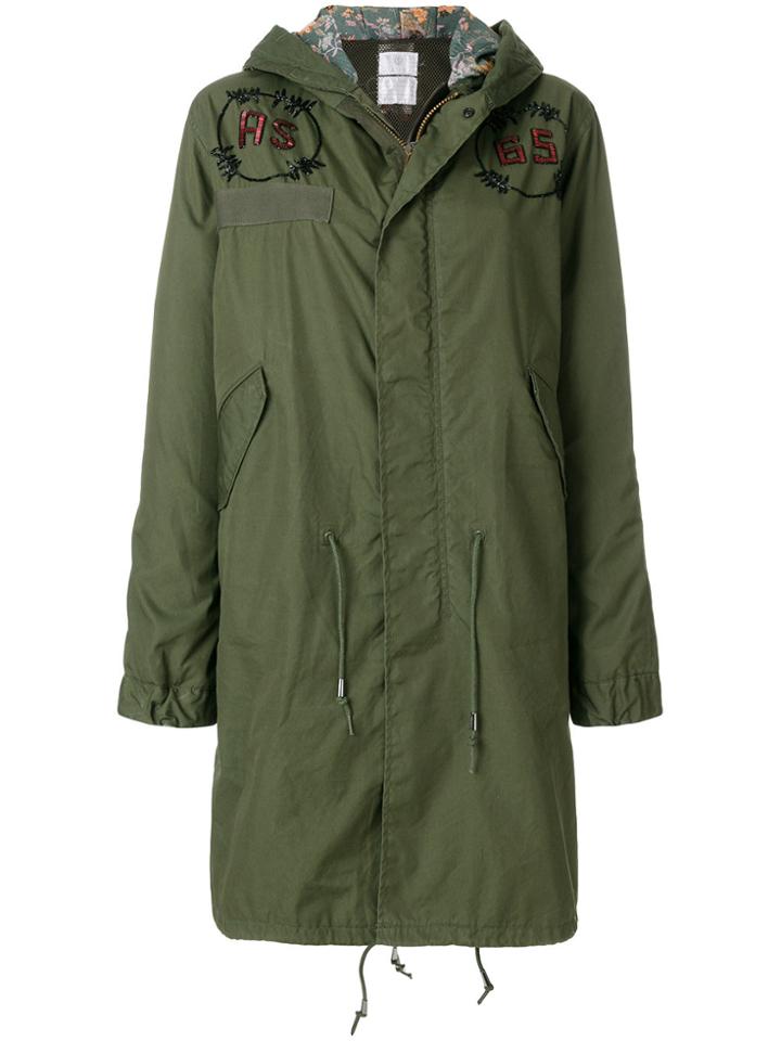As65 Embellished Parka Coat - Green
