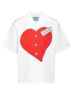 Prada Heart Print Poplin Shirt - White