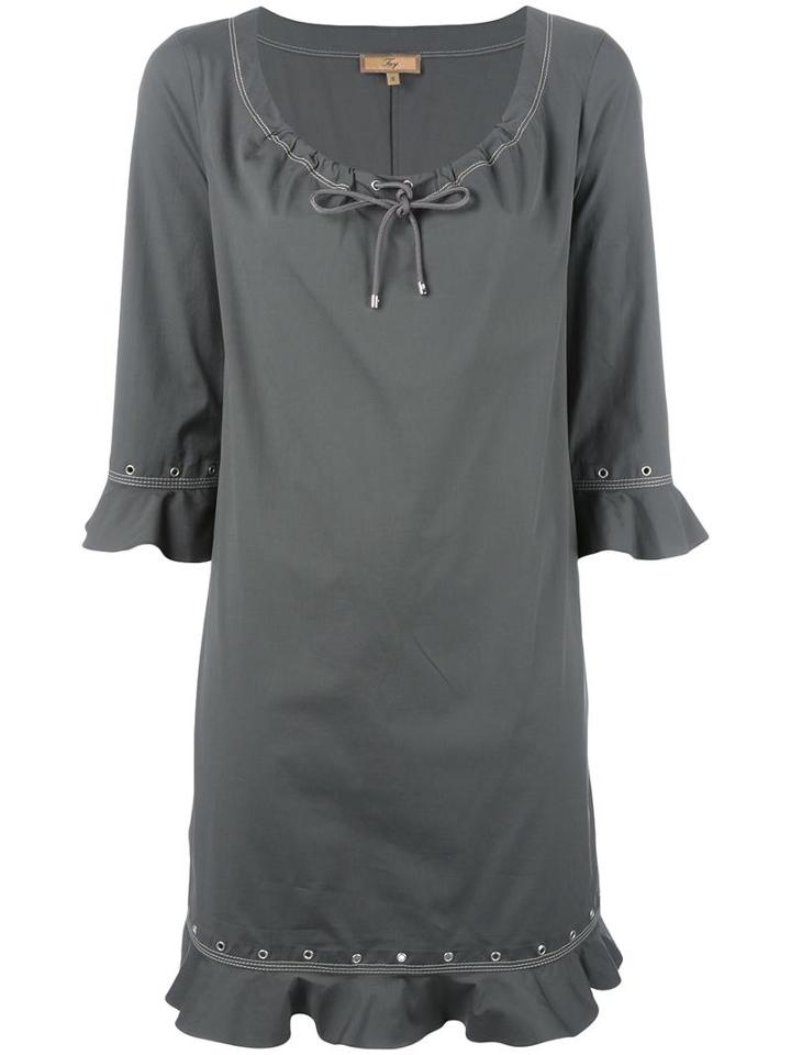 Fay - Ruffled Details Dress - Women - Cotton/spandex/elastane - M, Green, Cotton/spandex/elastane