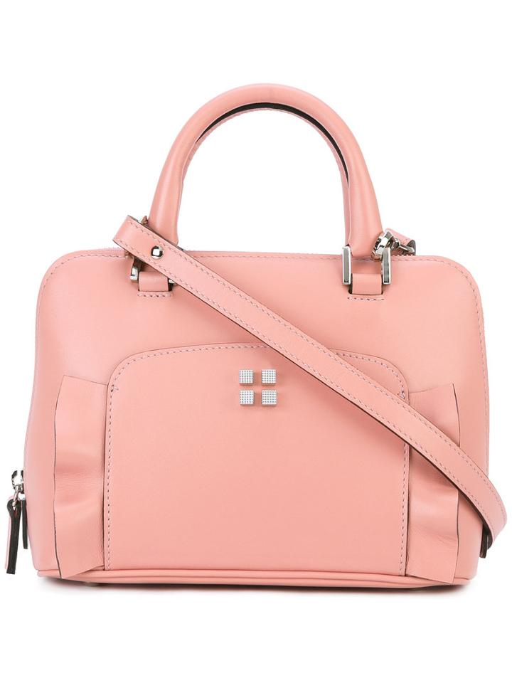 Manurina - Ruffle Trim Shoulder Bag - Women - Calf Leather - One Size, Pink/purple, Calf Leather