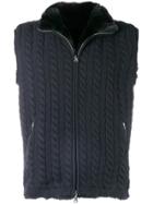 N.peal Cable Knit Fur Lined Gilet - Black