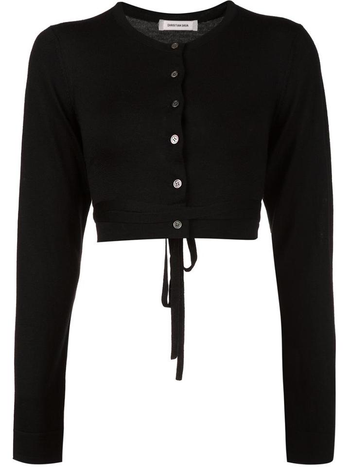 Christian Dada Back Bandaged Knit Cardigan, Women's, Size: 36, Black, Silk/wool