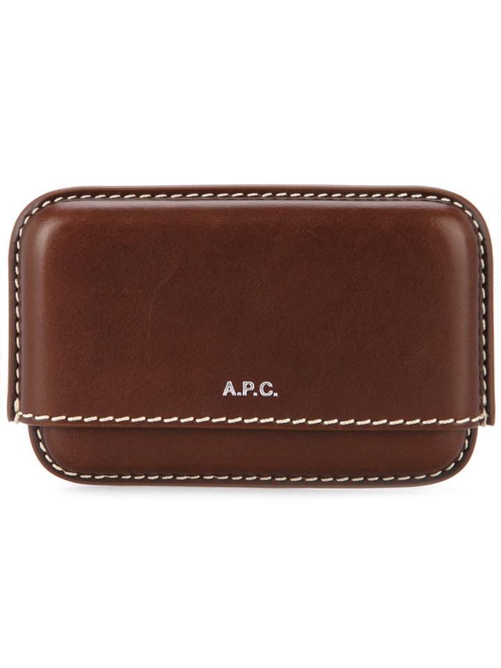 A.p.c. Stitch Detail Card Case - Brown