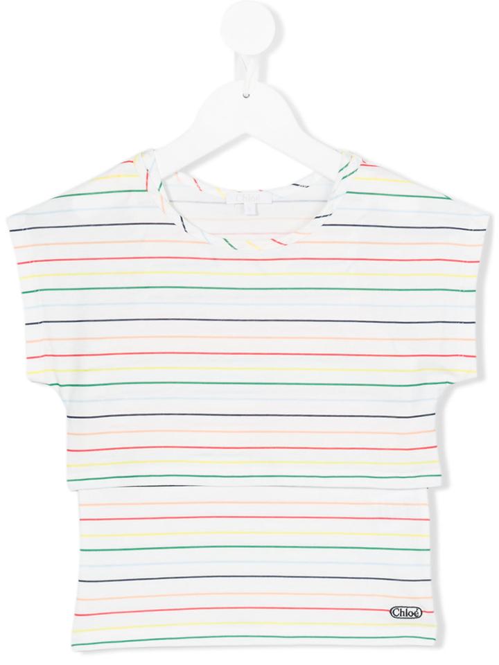 Chloé Kids - Striped Layered T-shirt - Kids - Cotton/modal - 10 Yrs, Girl's, White