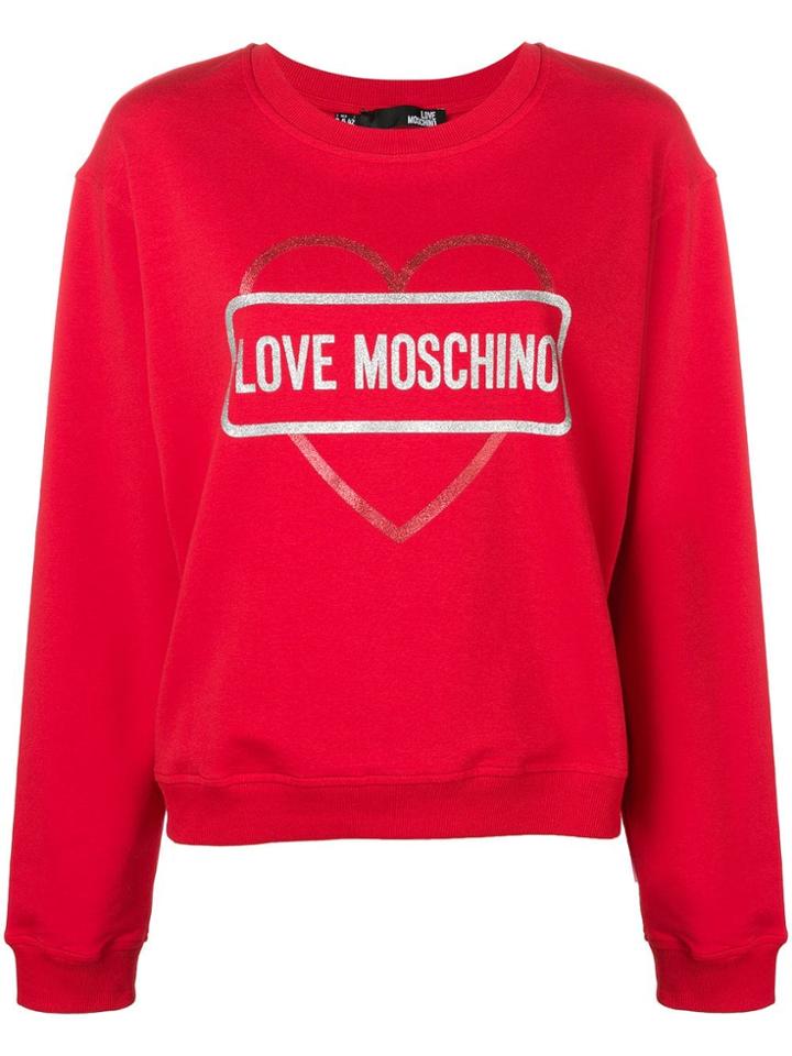 Love Moschino Logo Heart Print Sweatshirt - Red