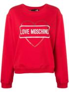 Love Moschino Logo Heart Print Sweatshirt - Red