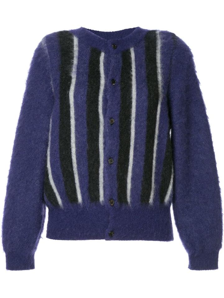Coohem Shaggy Jacquard Cardigan - Pink & Purple