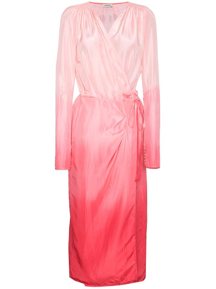 Attico Silk Ombre Wrap Dress - Pink & Purple