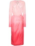 Attico Silk Ombre Wrap Dress - Pink & Purple
