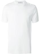 Neil Barrett Button Shoulder T-shirt, Men's, Size: L, White, Cotton/nylon/viscose
