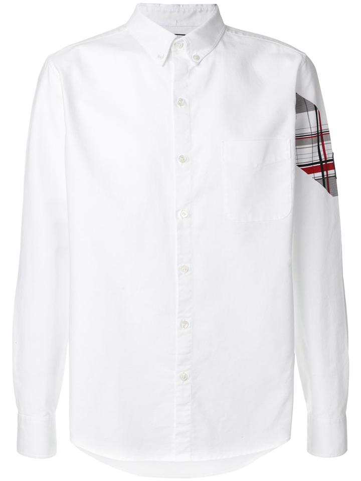 Moncler Plaid Patch Sleeve Button Down Shirt - White