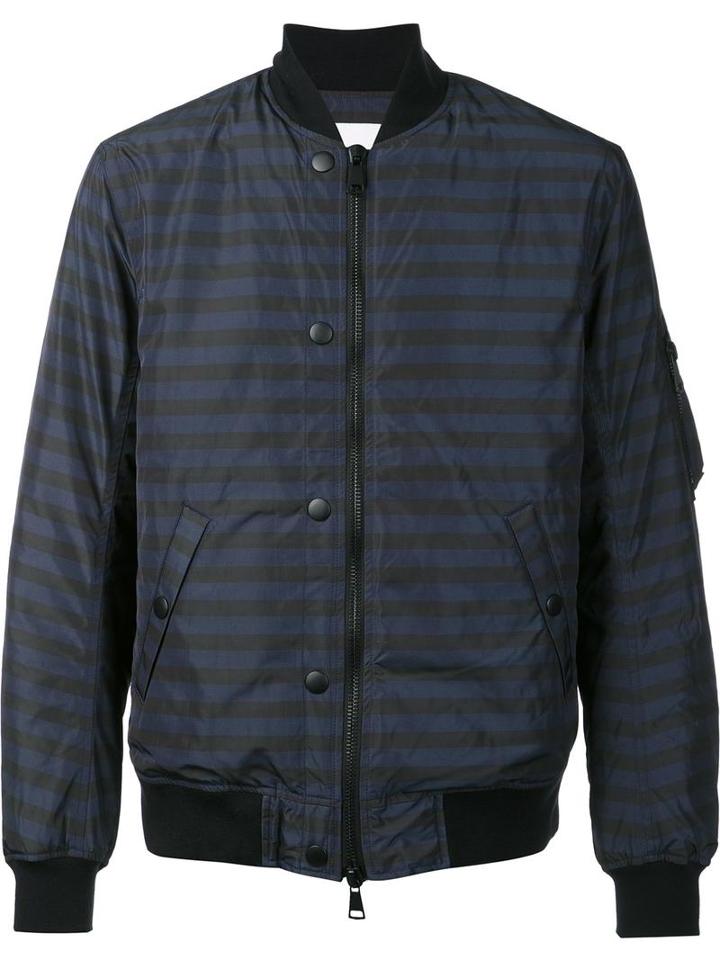 F.s.z Striped Bomber Jacket, Men's, Size: Medium, Blue, Feather Down/polyester