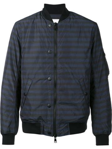 F.s.z Striped Bomber Jacket, Men's, Size: Medium, Blue, Feather Down/polyester