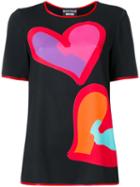 Boutique Moschino Heart Print T-shirt, Women's, Size: 42, Black, Polyester/other Fibers