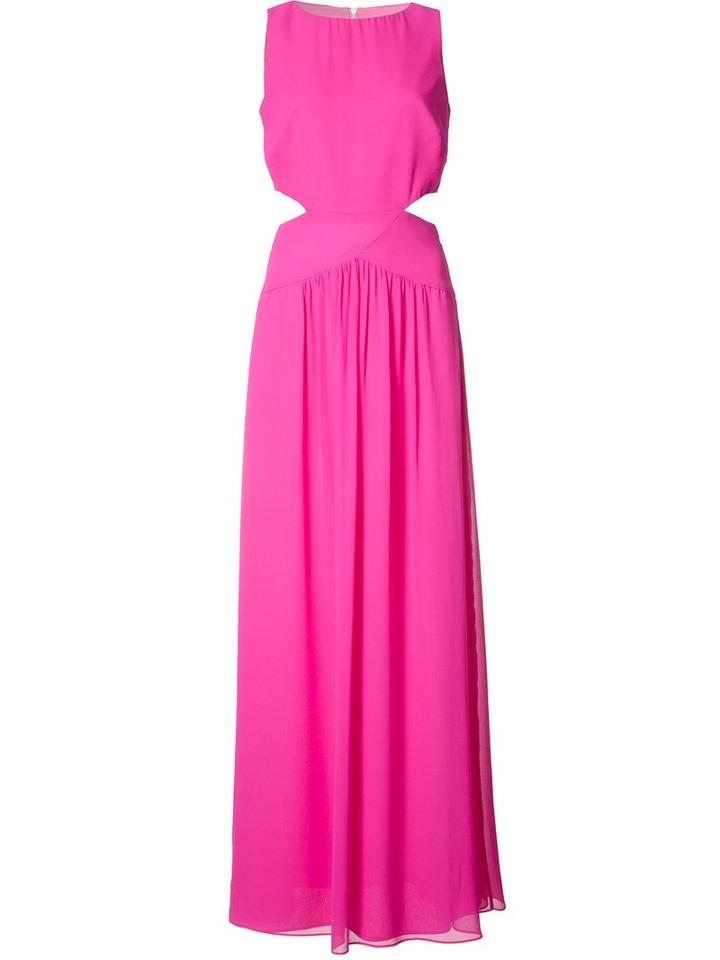 Nicole Miller Cut-off Detail Long Dress, Women's, Size: 4, Pink/purple, Silk/polyester