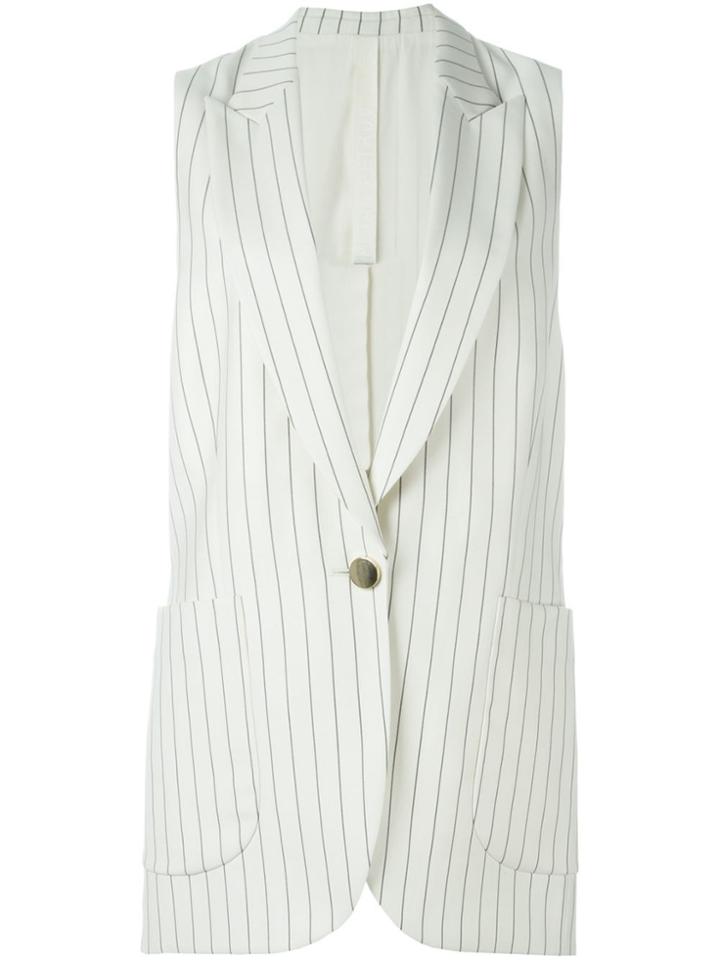 Petar Petrov Striped Sleeveless Jacket - White
