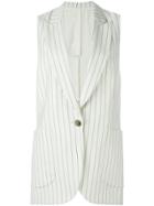 Petar Petrov Striped Sleeveless Jacket - White