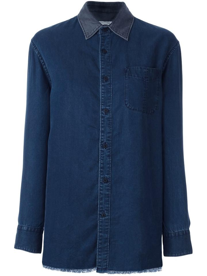 Rag & Bone /jean Contrasting Collar Denim Shirt, Women's, Size: Small, Blue, Tencel