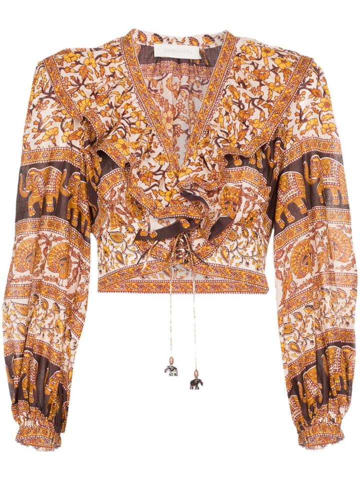 Zimmermann Suraya Print Cotton Crop Top - Brown