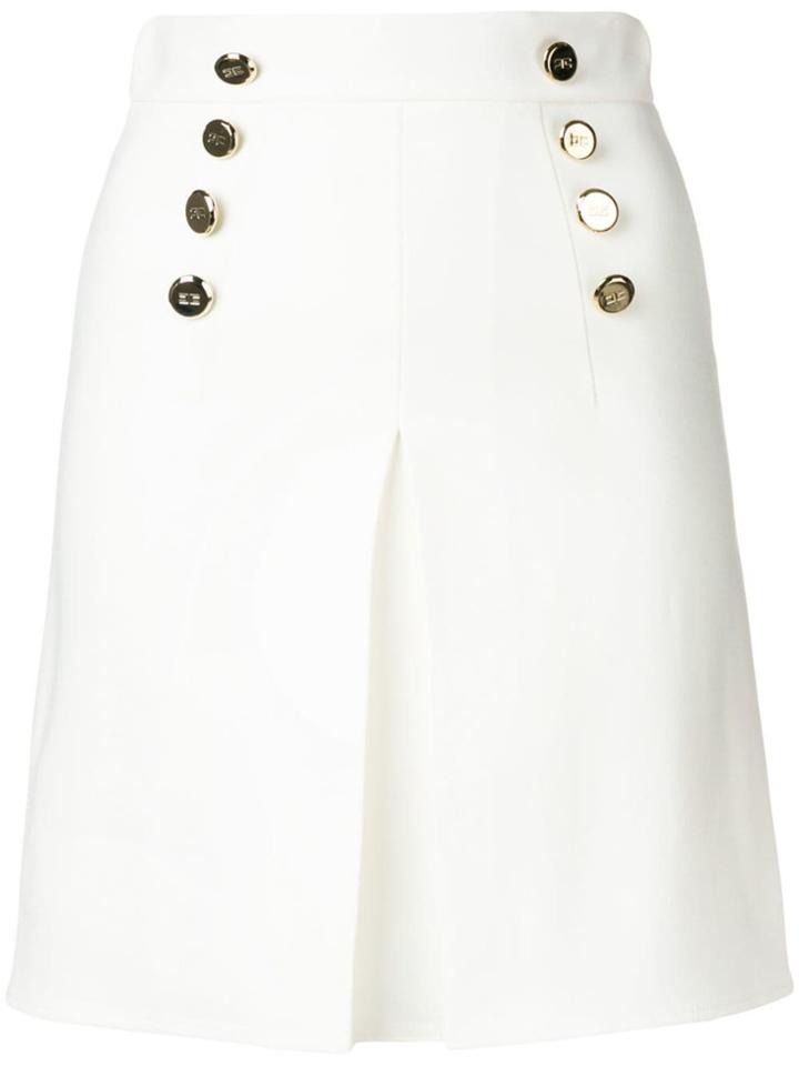 Elisabetta Franchi Button Skirt - White