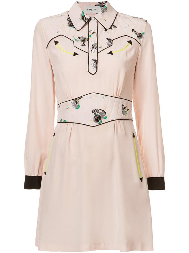 Coach - Abstract Print Shirt Dress - Women - Silk/cupro - 2, Pink/purple, Silk/cupro