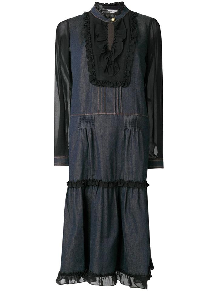 Coach Ruffle Trim Midi Dress - Blue