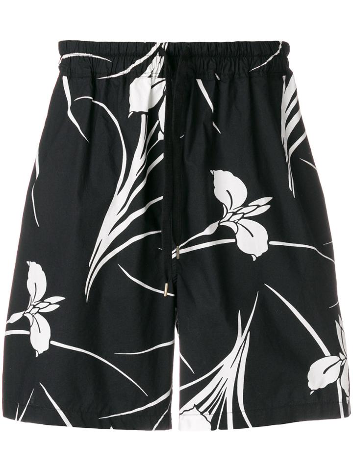No21 Floral Print Shorts - Black