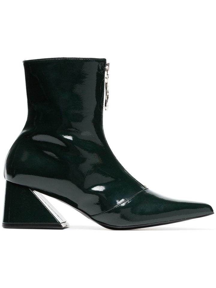 Yuul Yie Green 60 Zipped Patent Leather Ankle Boots