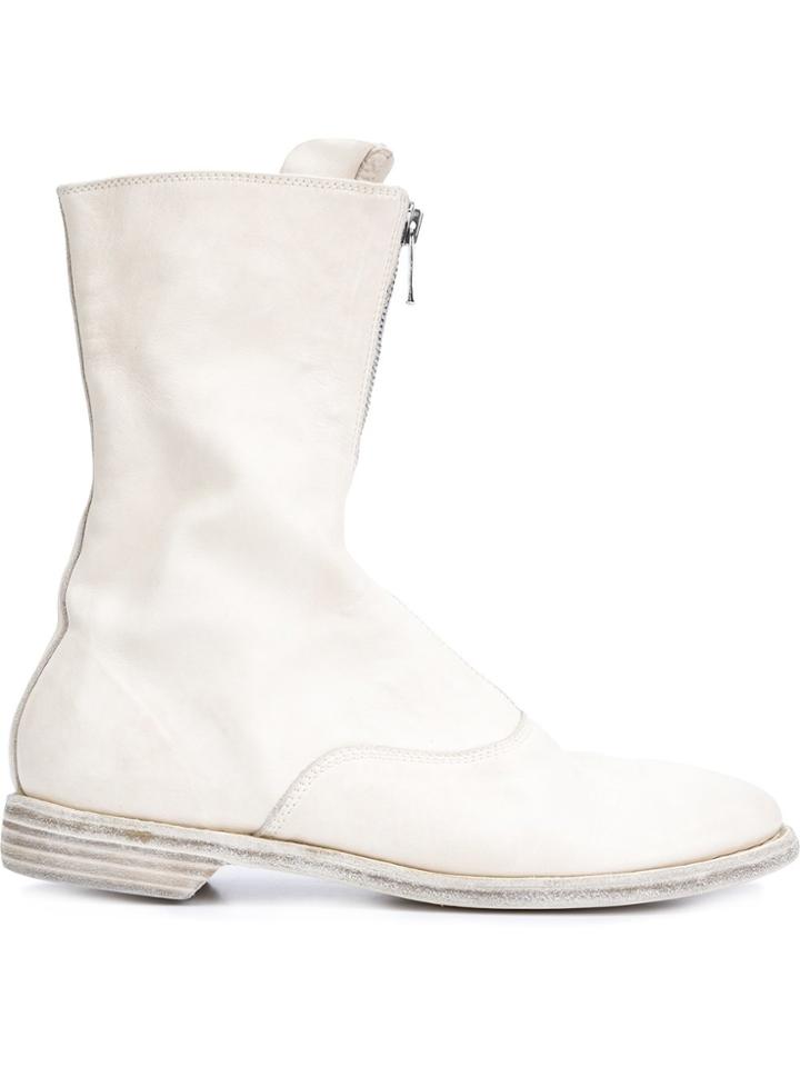 Guidi Front Zip Army Boots - White