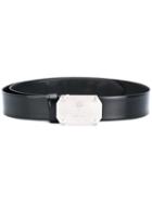Philipp Plein - Logo Plate Buckled Belt - Men - Calf Leather/metal - 95, Black, Calf Leather/metal