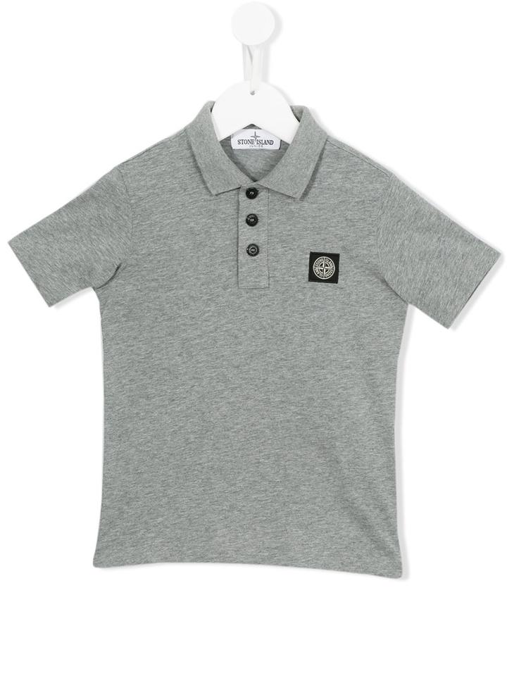 Stone Island Kids Logo Plaque Polo Shirt, Boy's, Size: 10 Yrs, Grey