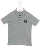 Stone Island Kids Logo Plaque Polo Shirt, Boy's, Size: 10 Yrs, Grey