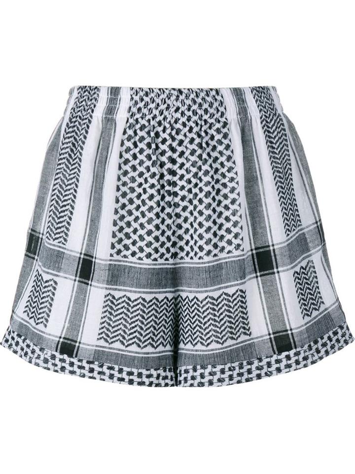 Cecilie Copenhagen Keffiyeh Cotton Shorts, Women's, Black, Cotton