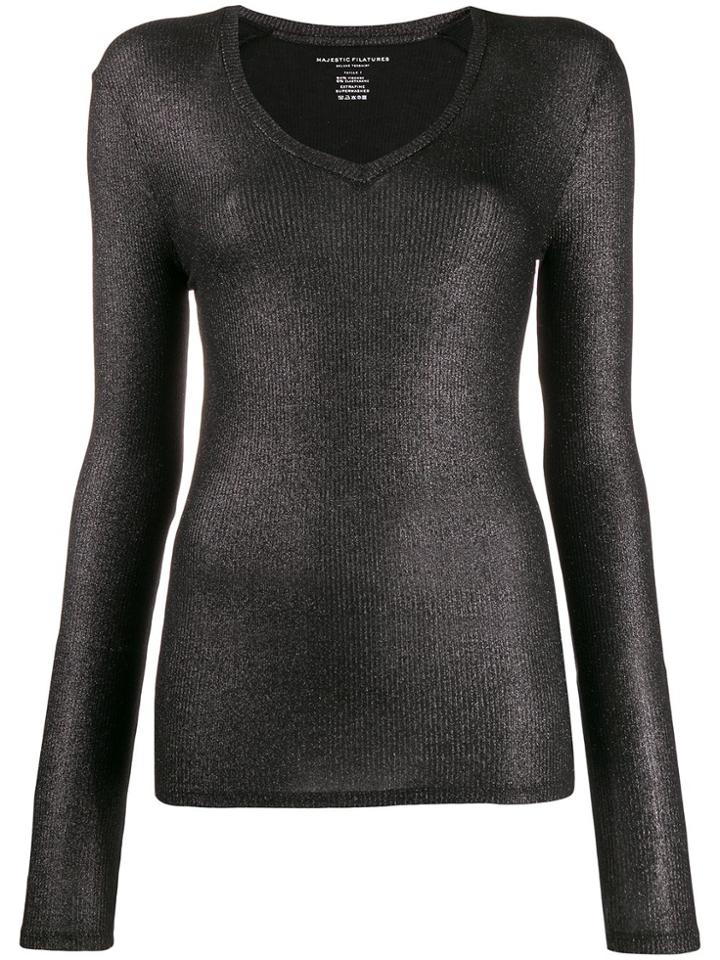 Majestic Filatures Metallic Effect T-shirt - Black