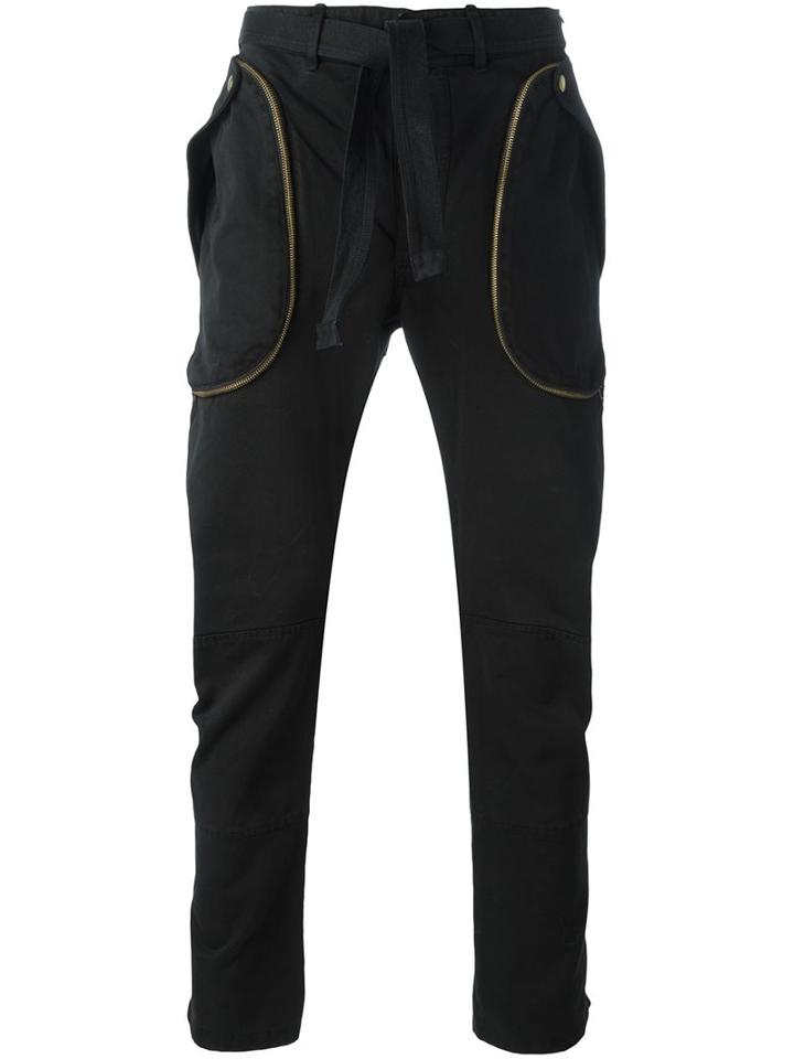 Faith Connexion Zip Detail Tapered Trousers, Men's, Size: Medium, Black, Cotton