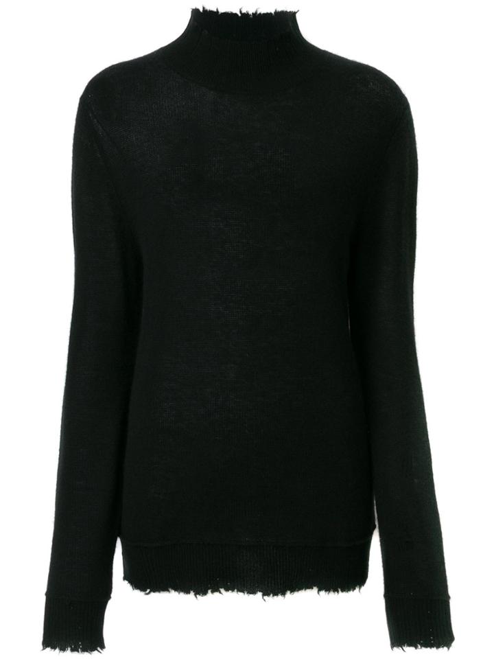 R13 Distressed Turtle Neck Jumper - Black