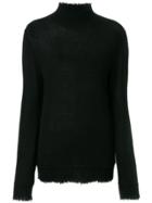R13 Distressed Turtle Neck Jumper - Black