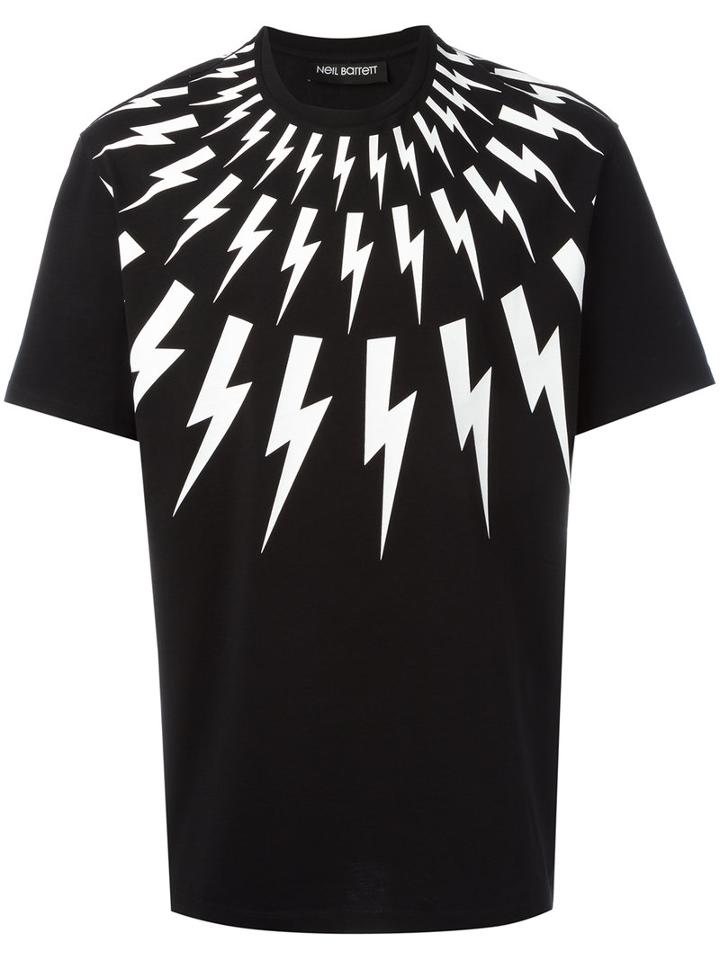 Neil Barrett Lightning Print T-shirt, Men's, Size: Small, Black, Cotton