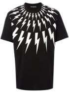 Neil Barrett Lightning Print T-shirt, Men's, Size: Small, Black, Cotton