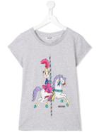 Moschino Kids - Carousel Print T-shirt - Kids - Cotton/spandex/elastane/crystal - 14 Yrs, Grey