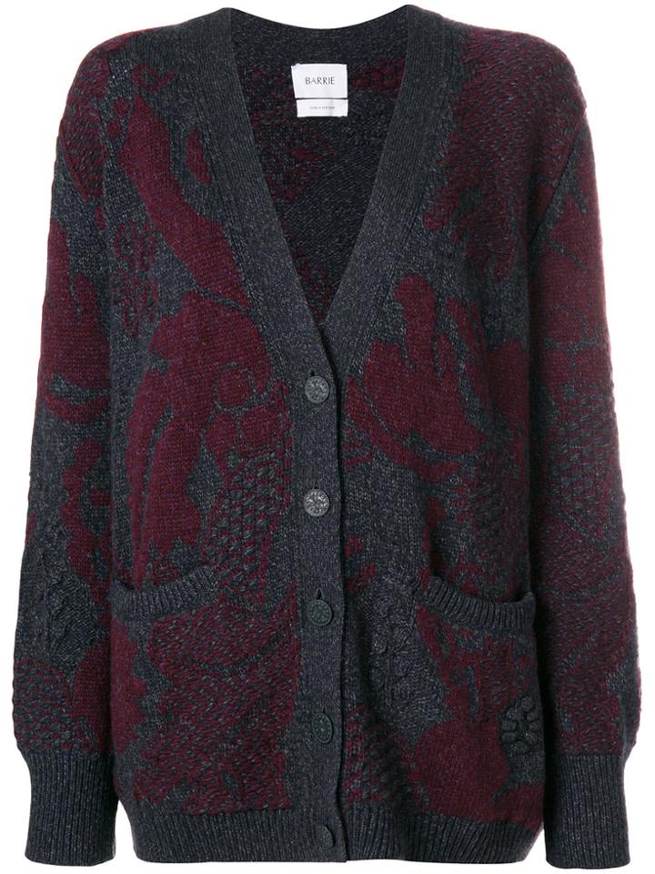 Barrie Cashmere Patterned Cardigan - Blue