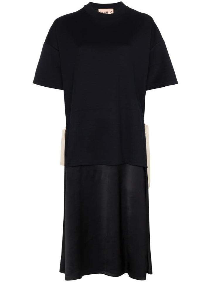 Plan C Layered Midi Dress - Black