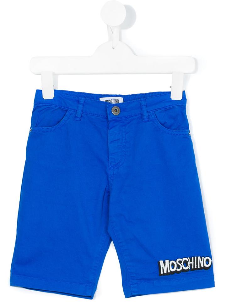 Moschino Kids - Logo Print Shorts - Kids - Cotton/elastodiene - 6 Yrs, Boy's, Blue