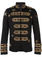 Valentino Star Embroidered Band Jacket, Men's, Size: 48, Black, Cotton/lyocell/polyester