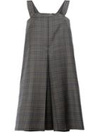 Balenciaga Box Pleat Checked Dress, Women's, Size: 36, Brown, Cupro/wool