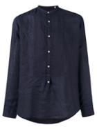 The Gigi Band Collar Shirt, Men's, Size: 42, Blue, Linen/flax