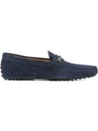 Tod S Classic Driving Shoes, Men's, Size: 9.5, Blue, Leather/suede/rubber