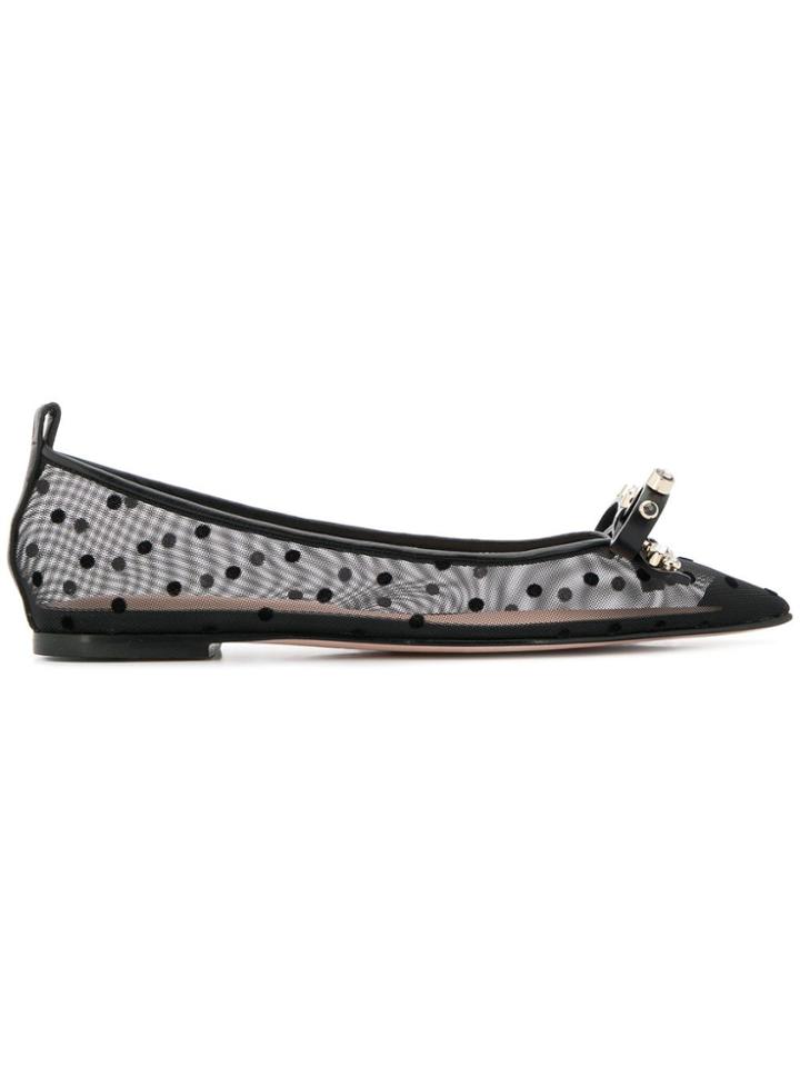 Red Valentino Red(v) Geometric Bow Ballerinas - Black
